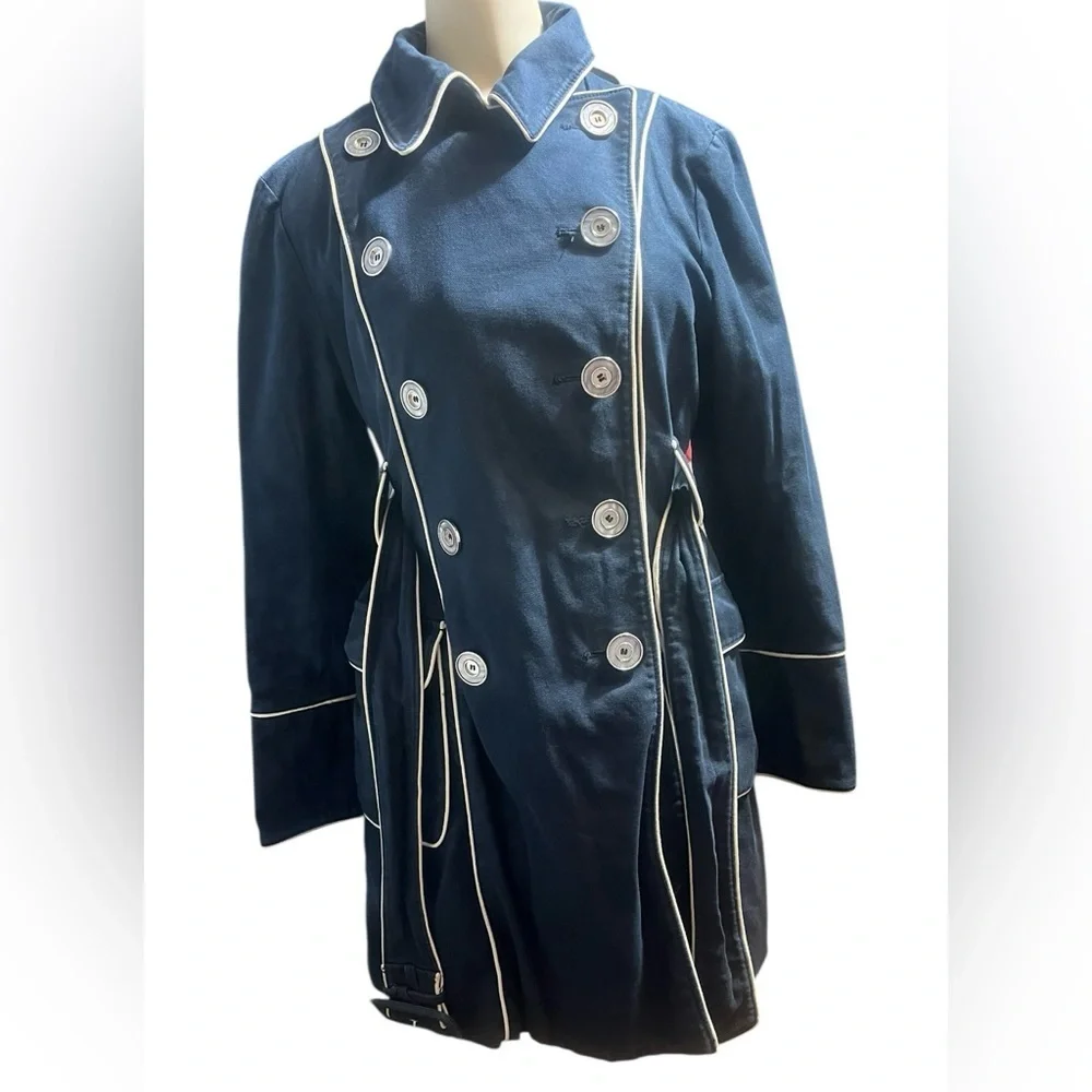 Laundry by Design Navy Trench Coat with Lime Accents